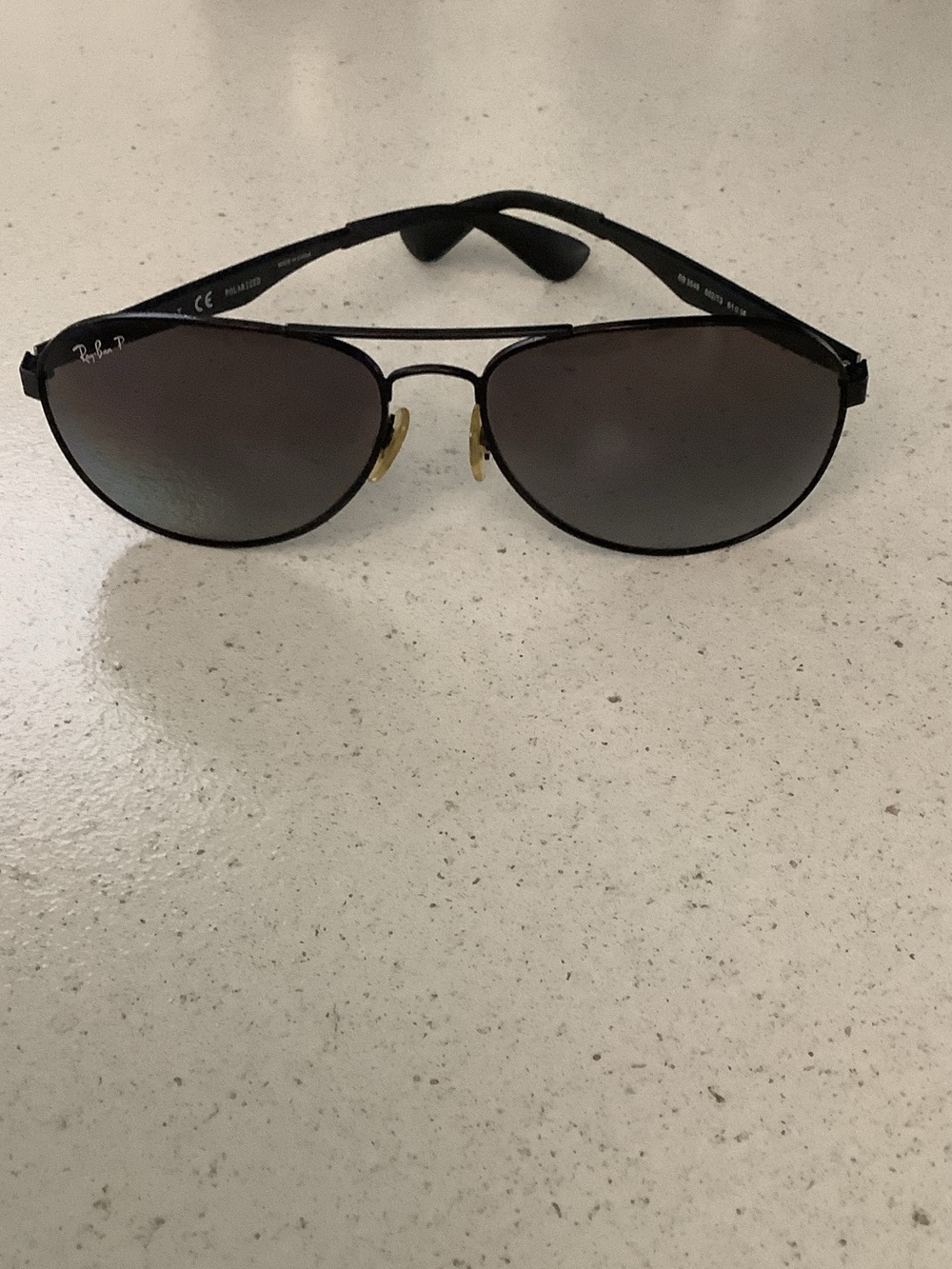 Ray-Ban Black Frame with Dark Smoke Polarized Lenses Aviator Sunglasses